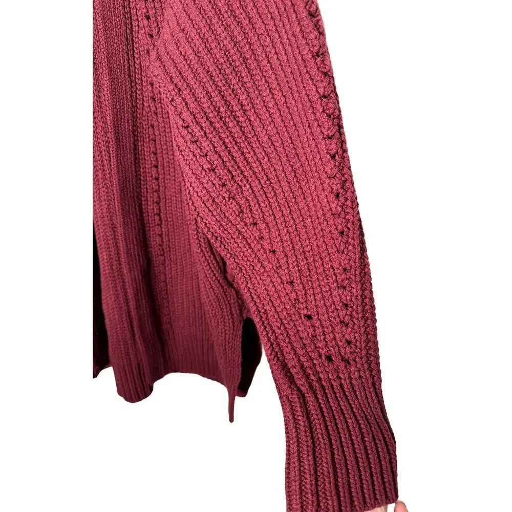 Free People Women's Knit Cabernet Nightingale Cardi Slouchy‎ Oversized Lagenlook